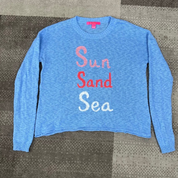 Lilly Pulitzer Sweaters - Lilly Pulitzer Sun Sand Sea Blue Pippy Knit Sweater Womens Small Cotton Blend